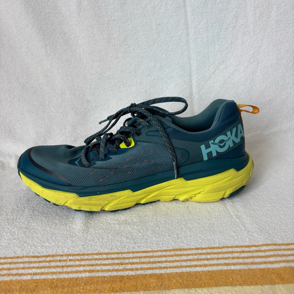 Hoka challenger atr Teal and Neon Yellow Athletic Shoes